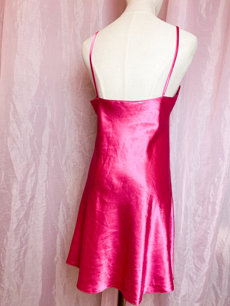 the perfect pink satin dress
