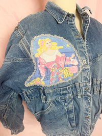 Upcycling Festival vintage Jeansjacke, nachhaltig produziert in Berlin