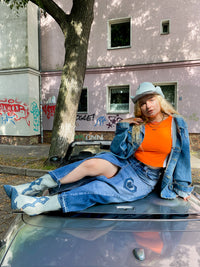 Upcycling Jeansrock, nachhaltig produziert in Berlin