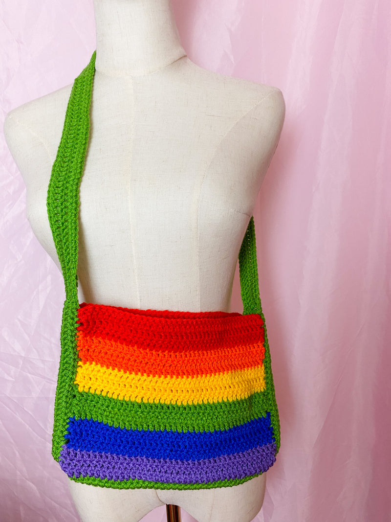 my green pride crochet bag