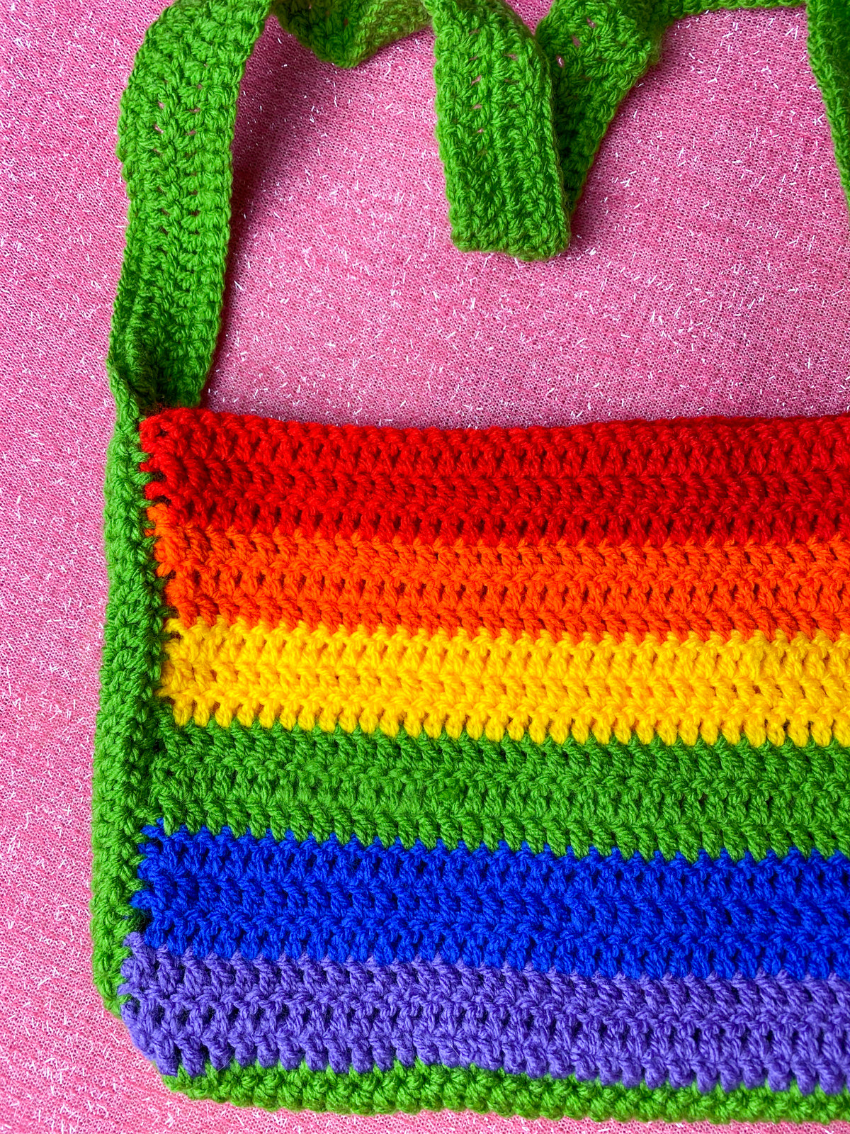 my green pride crochet bag