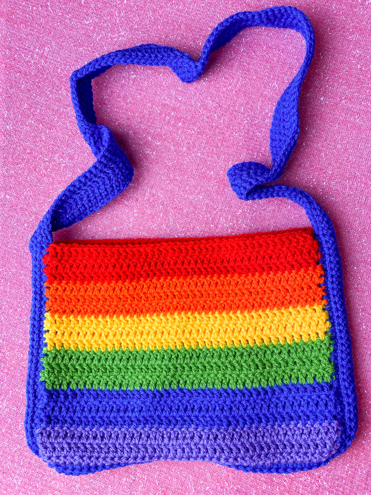 my blue pride crochet bag